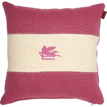 Etro Home Fuşya Krem Keten Dekoratif Yastık