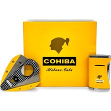Xikar Cohiba Sarı Kareli Puro Çakmağı ve Kesici Seti