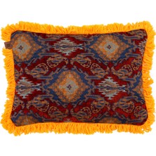 Saloni Ornella Ottoman Turuncu Saçaklı Etnik Desenli Kırlent 35 x 50 cm