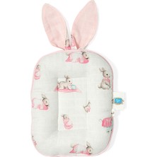 Deux Lapins Bébé Lapin Rose Müslin Bebek Emzirme Yastığı