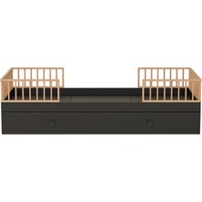 Babywulf Dual Montessori Siyah Yavru Yataklı Çocuk Karyola 120 x 200 cm