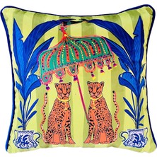 Ge Living Leopar Desenli Yeşil Dekoratif Kırlent Kılıfı 50X50 cm