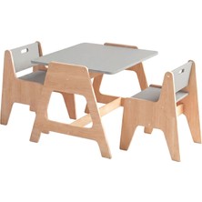 Woody&Happy Cotable Beyaz Ahşap Çocuk Aktivite Masa Takımı