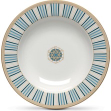 Pozzi Milano Liberty Geometrik Desenli Porselen Yemek Tabağı 21 cm