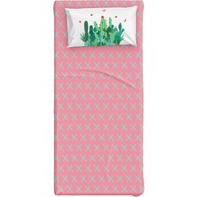 Itsy Bitsy Kids Cactopia Pembe Mint Pamuk Saten Unisex Çocuk Çarşaf Seti 90 x 190 cm