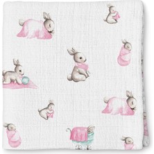 Deux Lapins %100 Pamuk Bebe Lapin Rose Müslin Bebek Örtüsü 120X120 cm
