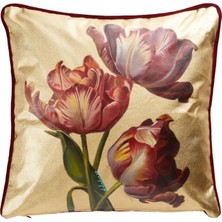 Elif Erdem Gold Tulip Desenli Keten Dekoratif Kırlent 45 x 45 cm