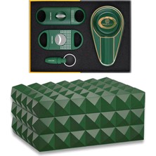 Cigarloong Quasar Design Humidor Puro Kutusu + Mat Yeşil 80's ve Puro Seti