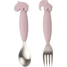 Done By Deer Deer Friends Pembe Çelik Çocuk Çatal ve Kaşık Seti