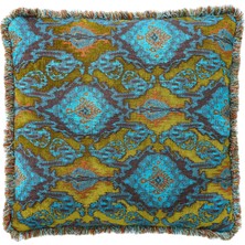 Saloni Ikat Turkuaz Etnik Desenli Dokuma Kırlent 50 x 50 cm