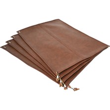 Taba Deri Dikdörtgen 4'lü Peçete Halkası ve 4'lü Amerikan Servis 35 x 50 cm