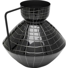 Kare Design Siyah Saplı Metal Vazo