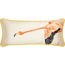 Alpaq Studio Flamingo Ipek Şantuk Üzerine El Boyaması 2'li Yastık Takımı 25X65 cm