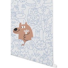 Pop By Gaea Doodle Ayı ve Çiçek Duvar Kağıdı 4x2.65 M²