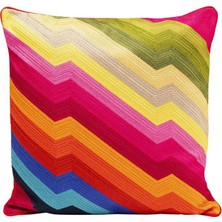 Kare Design Artistic Zig Zag Desenli Renkli Pamuklu Kırlent 50 x 50 cm