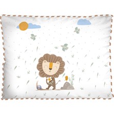Casadora Baby Simba Baskılı Beyaz Pamuk Dolgulu Bebek Odası Kırlent 35 x 45 cm