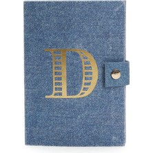 Mavi Harf Baskılı Denim Defter