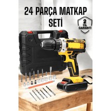 Die Grup Çift Bataryalı Metal Dişli Darbeli Şarjlı Matkap Seti 24W Güç ve 24 Parça Aksesuar