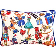Ge Living Sirk Nutcracker Desenli Kadife Dekoratif Kırlent Kılıfı 35 x 50 cm