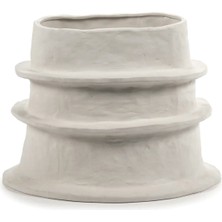 Serax Flower Pot 06 M Beige Molly Kırık Beyaz Seramik Dekoratif Obje