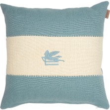 Etro Home Mavi Krem Keten Dekoratif Yastık