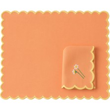 Mariaida Home Mother Aurora Sarı Turuncu Keten Amerikan Servis Peçete Seti 35 x 50 cm