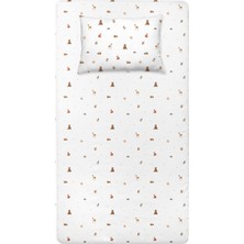 Casadora Baby Forest Amigos Pamuk Saten Bebek Lastikli Çarşaf ve Yastık Kılıfı Seti 70 x 140 cm + 35 x 45 cm