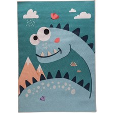Itsy Bitsy Kids Dinotopia Çok Renkli Yıkanabilir Çocuk Halısı 120 x 160 cm