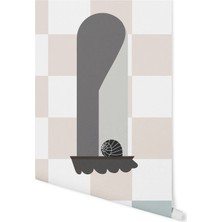 Pop By Gaea Japandi Window With Chess Blue Cream Çocuk Odası Duvar Kağıdı 100 x 100 cm