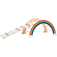 Simre Kids Montessori Pikler Gökkuşağı Canlı Renkler Ahşap Merdiven Rampalı Aktivite Tırmanma Seti