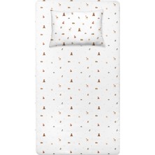 Casadora Baby Forest Amigos Organik Pamuk Saten Çocuk Lastikli Çarşaf Seti 100 x 200 cm + 50 x 70 cm