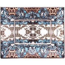 Roberto Cavalli Palazzo Pitti Leopar Desenli Porselen Dikdörtgen Dekoratif Tabak 20 cm