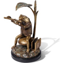 Dream Home John Enfield Flüt Çalan Kurbağa Kartlık Bronz Dekoratif Obje