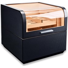 Cigarloong Humidor 150S Karbon Desen Camlı Katlı Puro Kutusu