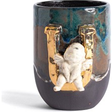 Moon Art Ceramic Angel U Harfli Antik Seramik Kupa