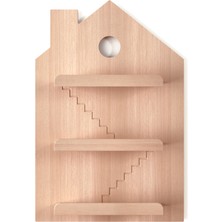 Woody&Happy Dollhouse Naturel Ahşap Çocuk Odası Duvar Rafı