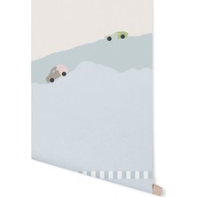 Pop By Gaea Blue Cars Unisex Çocuk Odası Duvar Kağıdı 100 x 100 cm