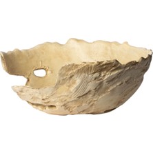Ponet Maison Woody Ahşap Soyut Desen Dokulu Dekoratif Büyük Kase 42 x 16 cm