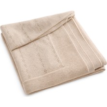 Babylone Soft Knit Bej Pamuklu Bebek Çocuk Battaniyesi 100 x 90 cm
