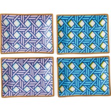 Jonathan Adler Basketweave Petite 4lü Seramik Dekoratif Tabak