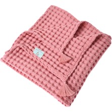 Casadora Baby Pembe %100 Organik Pamuk Bebek Çocuk Waffle Pike Örtü 160 x 220 cm