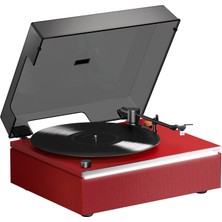 HYM Originals Lumi-S Kırmızı Dahili Bluetooth Hoparlörlü Retro Pikap Plakçalar