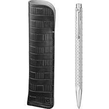 Caran D'Ache Ecridor™ Damier Grey Silver Tükenmez Kalem ve Siyah Deri Kılıf