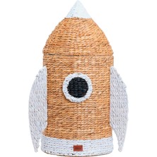 Zoa Collection Kapaklı Rattan Roket Oyuncak Sepeti