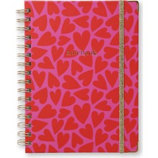 Chapters Pink&red Hearts Spiralli Notebook Defter