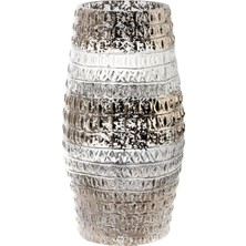 Roberto Cavalli Crocodile Platin Yılan Derisi Desenli Gümüş Dekorlu Kristal Vazo