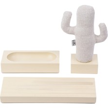 Kayıgo Woody Krem Bej Cactus 3'lü Masaüstü Organizer