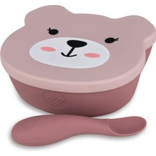 Tumtum Betsy Bear Silikon Vakumlu Kapaklı Kase ve Kaşık Seti