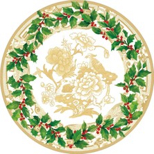 Caspari Holly Ceramic Ivory Gold Amerikan Servisi