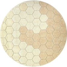 Lorena Canals Round Honeycomb Golden Çocuk Odası Halısı 140 cm